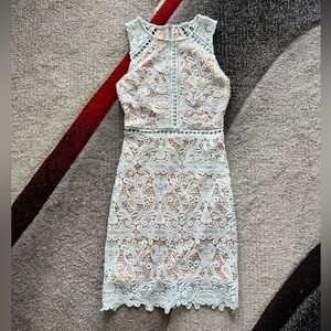 Lulu’s Mint Lace Overlay Sheath Dress